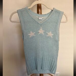 Kimchi Blue Sweater Vest Light Blue Sparkly Stars Like New